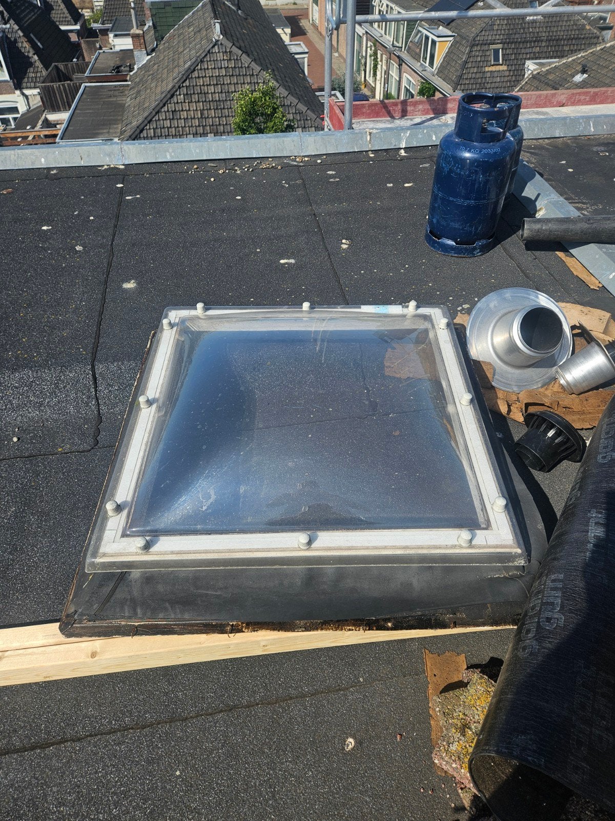 Lichtkoepel dubbelwandig 80x80 compleet opstan, Gebruikt, 80 tot 120 cm, 80 tot 120 cm, Ophalen of Verzenden