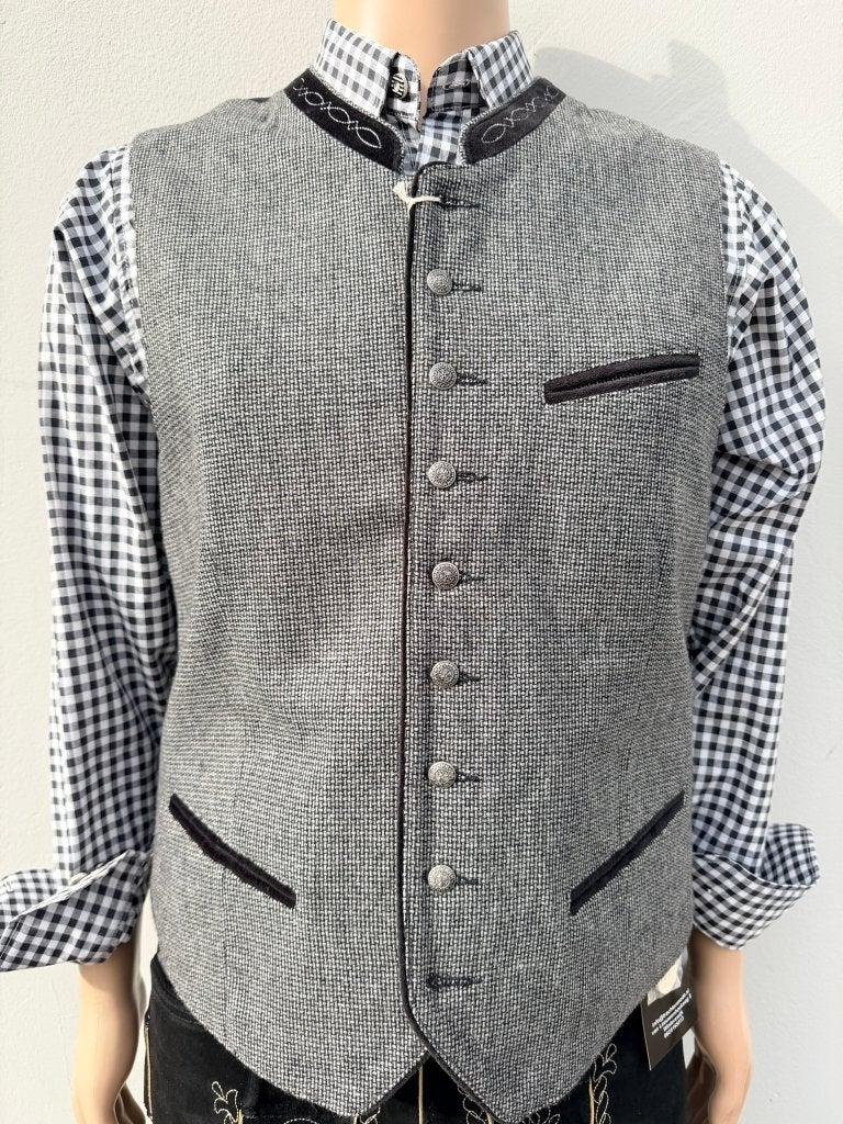 Trachten gilet maat 52 tm 58 grijs/zwart nieuw, Maat 52/54 (L), Trachtenmode.nl, Nieuw, Ophalen of Verzenden