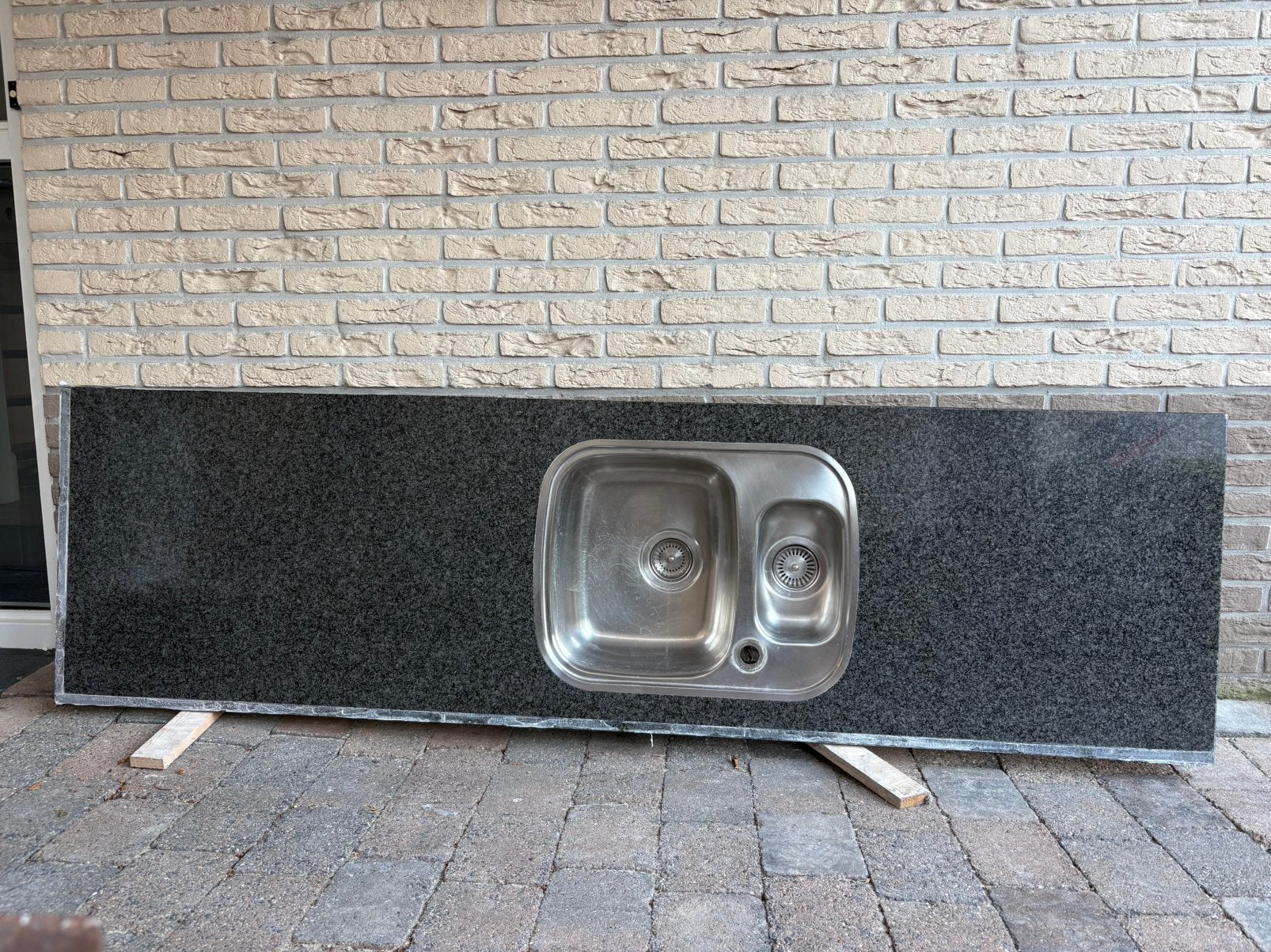 Granieten aanrechtbladen, Ophalen, Gebruikt, Zwart, 200 cm of meer