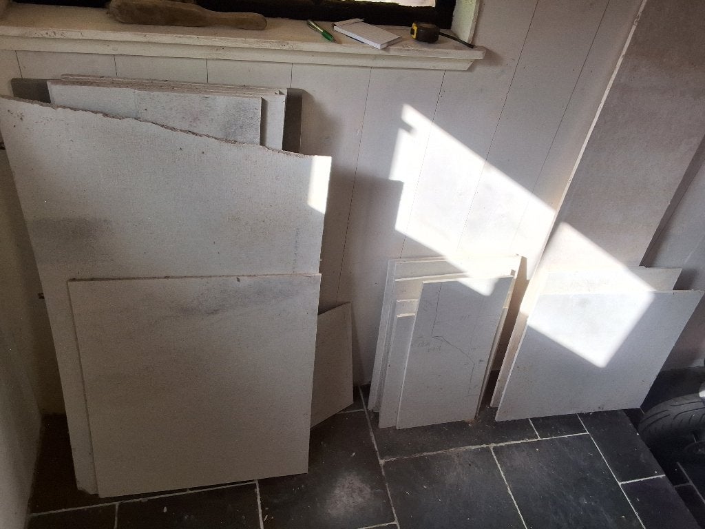 Restpartij brandwerend plaatmateriaal 1 cm dik., Doe-het-zelf en Verbouw, Ophalen, Gebruikt, Overige materialen, Minder dan 20 mm