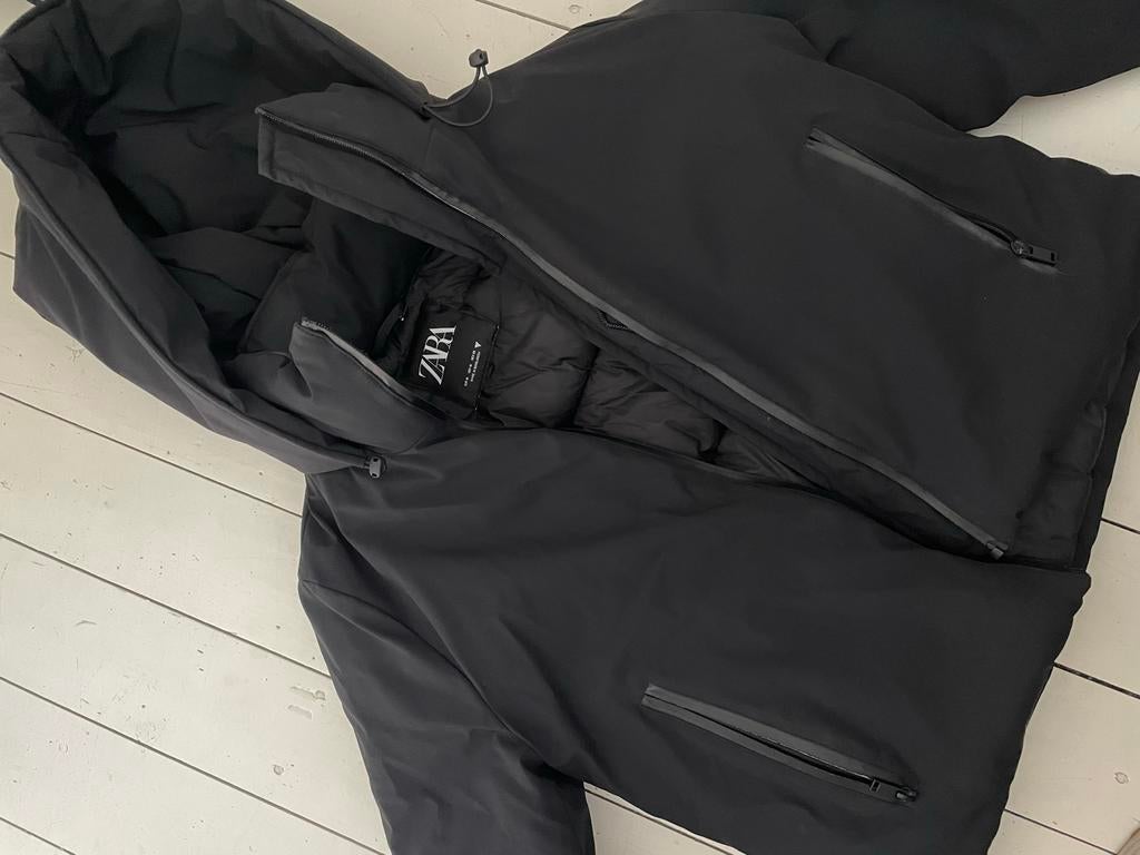 Zwart Zara puffer jack maat M, Ophalen of Verzenden, Zo goed als nieuw, Maat 48/50 (M), Zwart