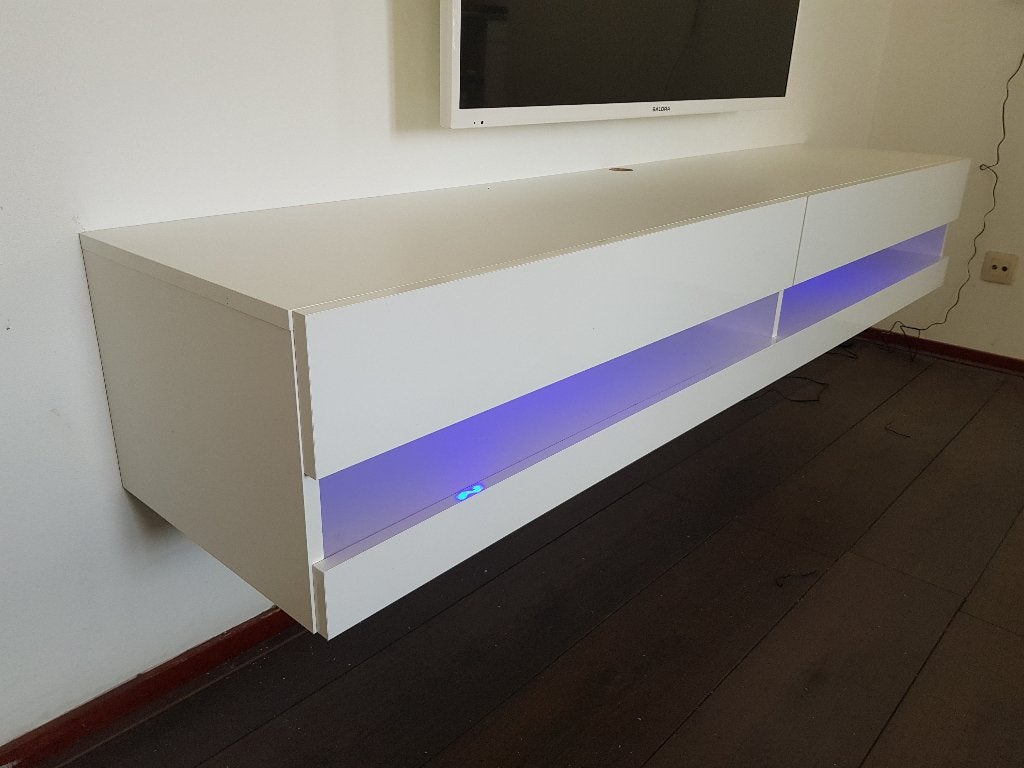 VOORRAAD Wit zwevend tv-meubel Bobbie LED 180 cm NIEUW, Ophalen of Verzenden, Nieuw