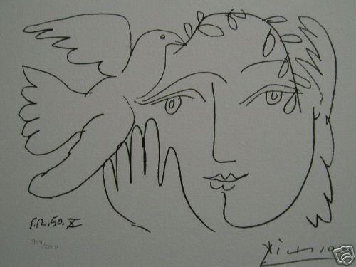 Picasso Kleur Litho "Visage de la Paix 5.12.50 Nr X" Gen Ges, Ophalen of Verzenden