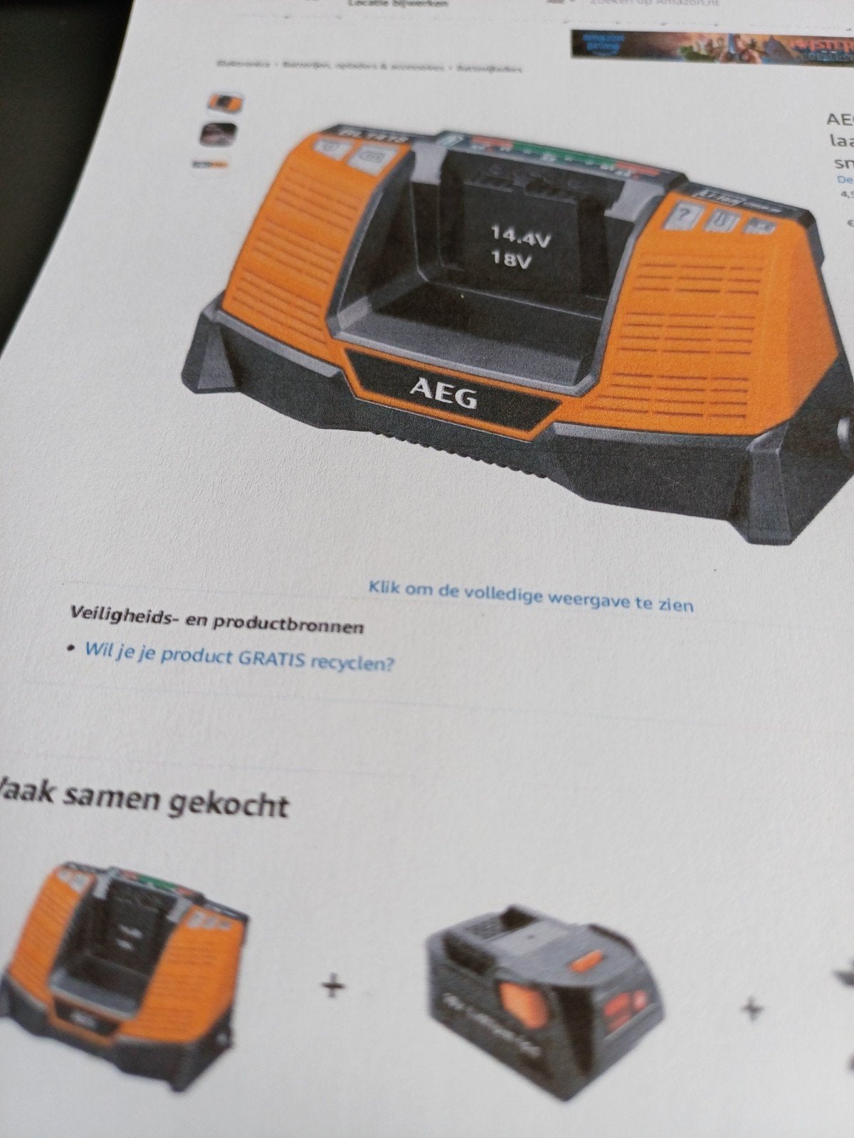 AEG 18V Lader en Accu (Gebruikt), Doe-het-zelf en Verbouw, Gereedschap | Boormachines, Ophalen of Verzenden