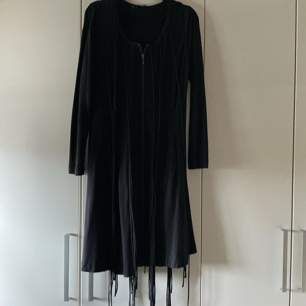 Zwart vest met rits en franjes, Ophalen of Verzenden, Gedragen, Maat 42/44 (L), Zwart