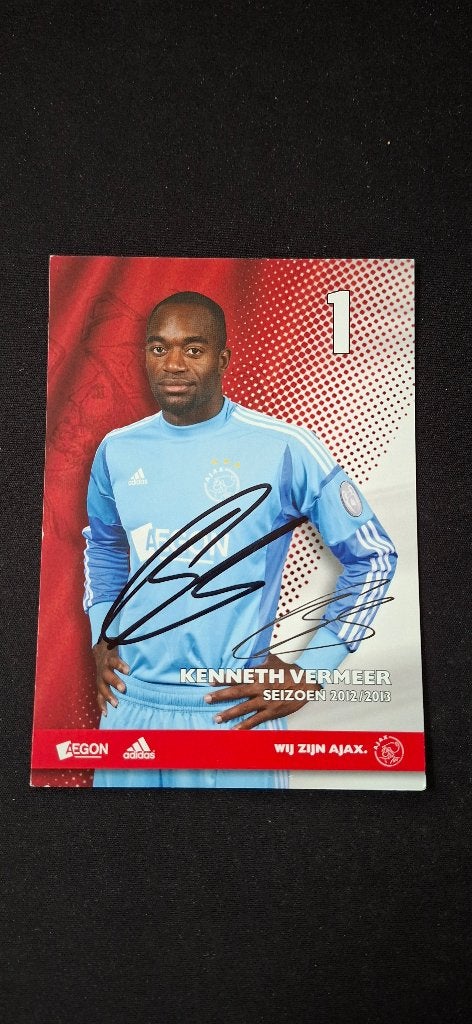 Spelerskaart met handtekening Kenneth Vermeer Ajax Feyenoord, Ophalen of Verzenden, Nieuw, Ajax, Spelerskaart