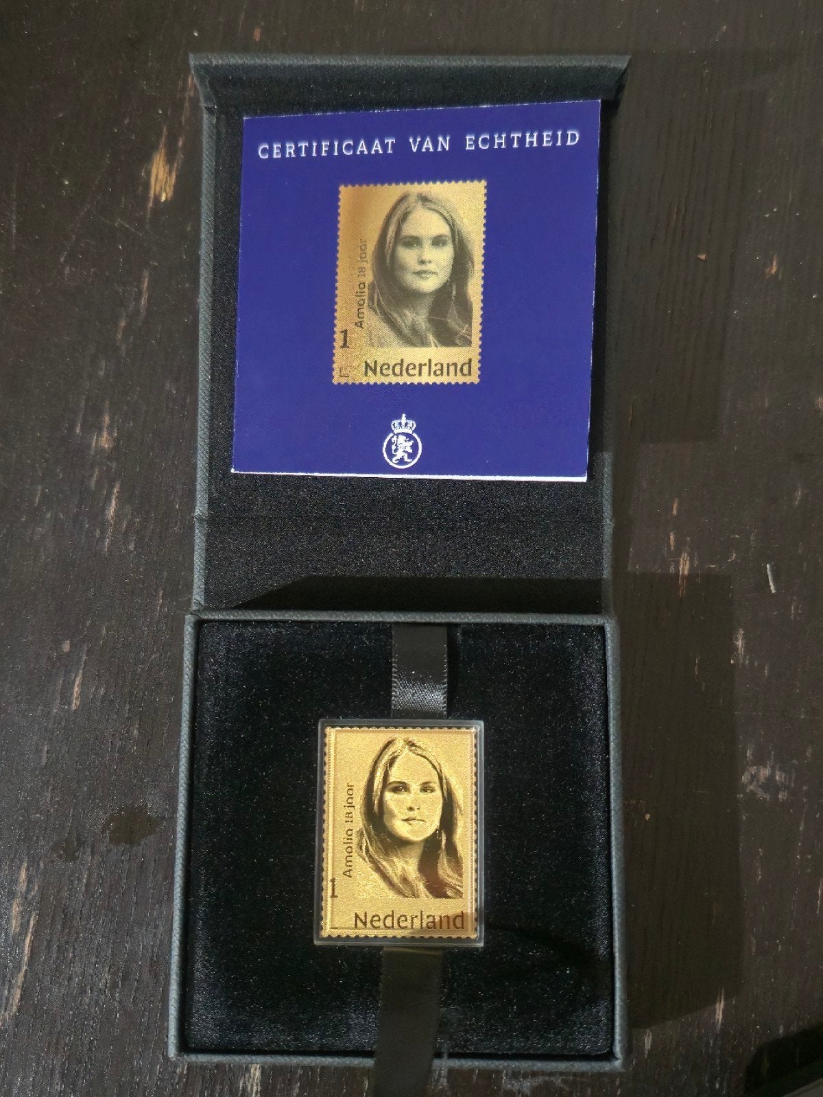 Officiële Gouden Postzegel Prinses Amalia 18 jaar, Ophalen, Na 1940, Postfris