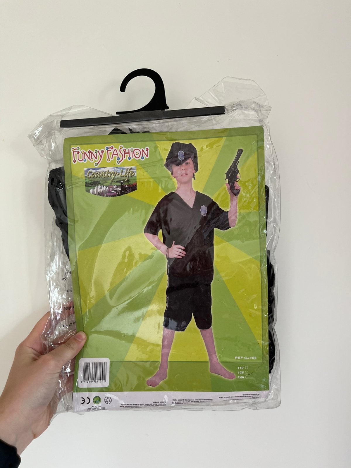 Zwart kort politiepakje / carnaval, maat 128 Funny Fashion, Ophalen of Verzenden, Nieuw, Jongen, Overige typen