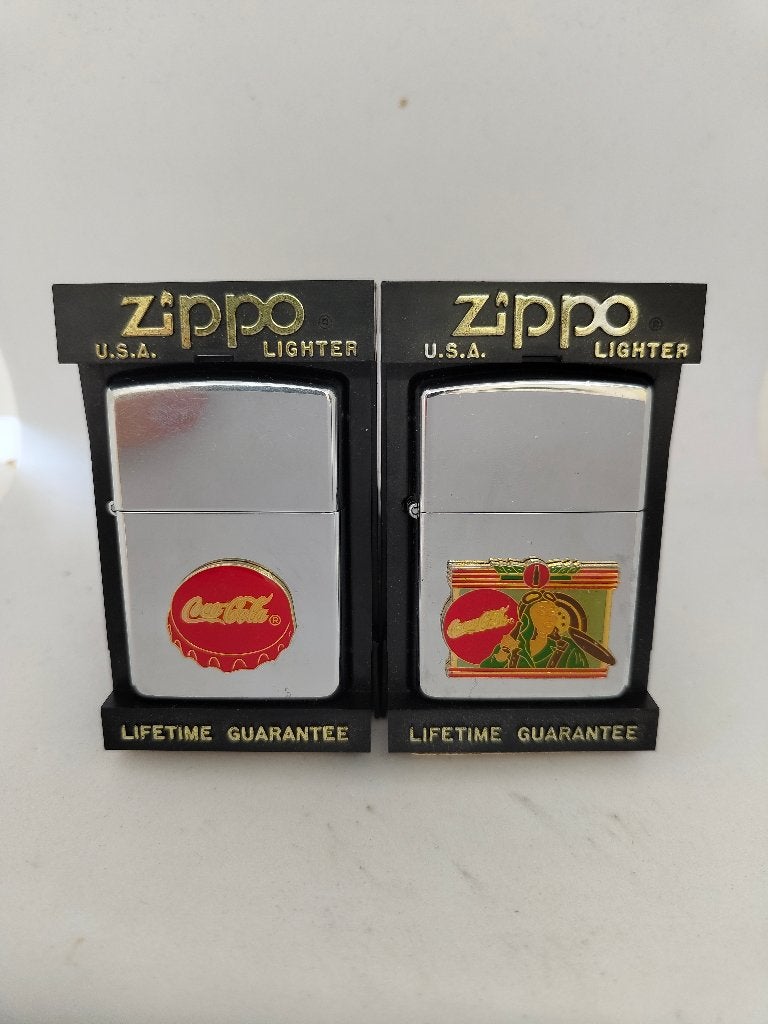 Zippo Coca Cola High Polish - 2x - 1991, Ophalen of Verzenden, Gebruikt, Aansteker