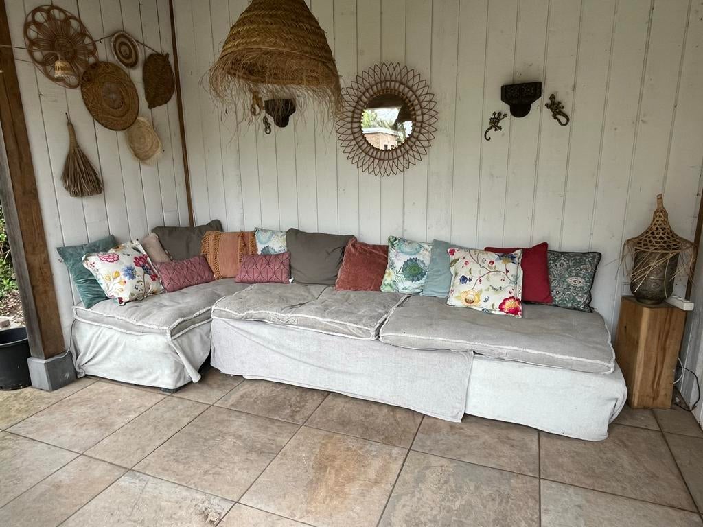 Pallets met palletkussens en 2 rugkussens voor loungeset, Ophalen, Gebruikt