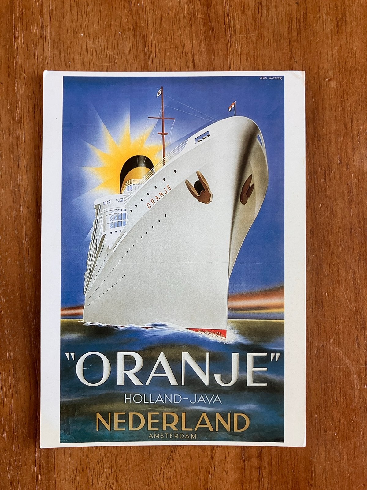 Jean Walther 1939 / SS Oranje Holland-Java Nederland, Verzamelen, Ophalen of Verzenden, Gebruikt, Motorboot, Kaart, Foto of Prent