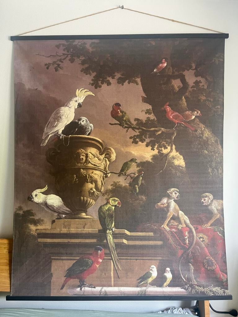Wandkleed met exotische vogels en apen - 140x167 cm, Ophalen of Verzenden