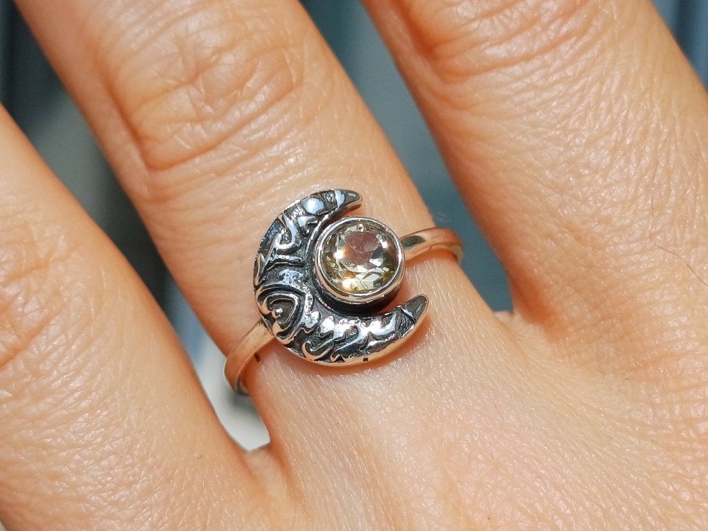Vanoli 925 zilveren ring halve maan met citrien maat 18, Daiva1973@hotmail.com, Vanoli, Amsterdam, Geel