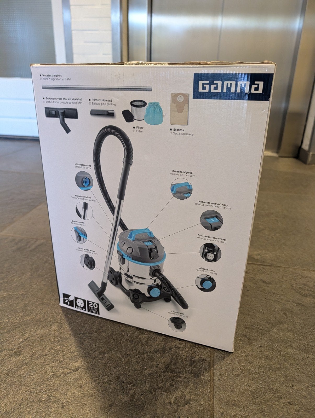 Nieuwe Gamma Nat-/droogzuiger 1400W - Ongeopend, Nieuw, Industriële stofzuiger, 1200 tot 1600 watt, Ophalen