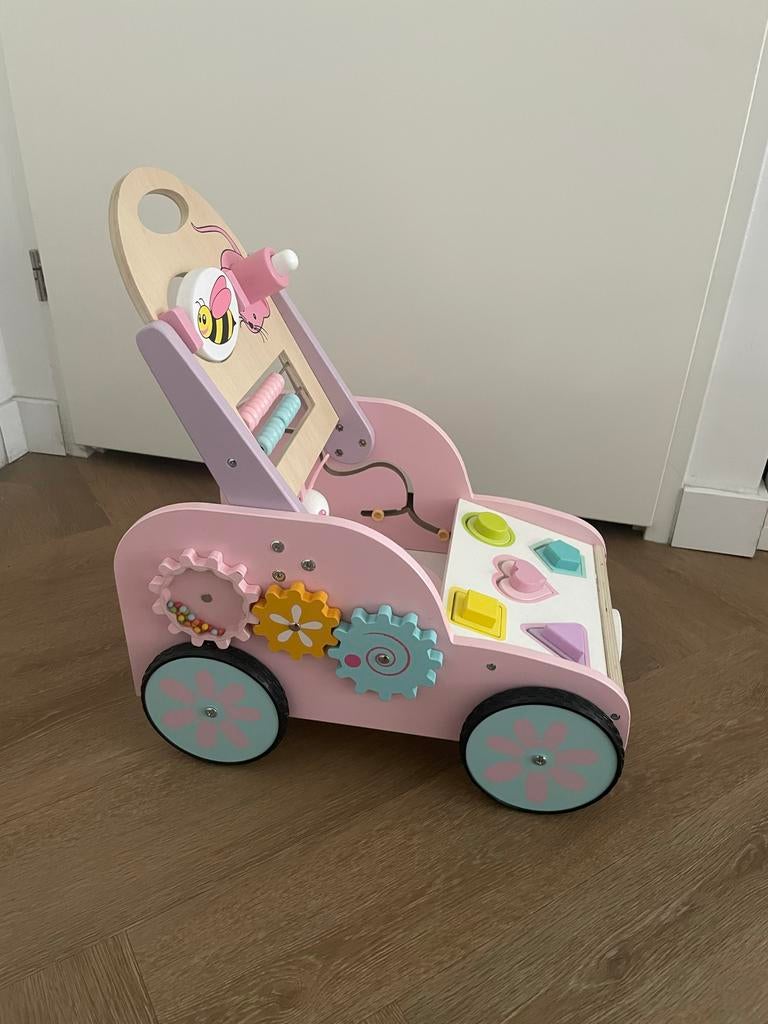 Roze Houten Loopwagen ZO GOED ALS NIEUW!!, Ophalen, Zo goed als nieuw, Overige typen, Met wieltjes