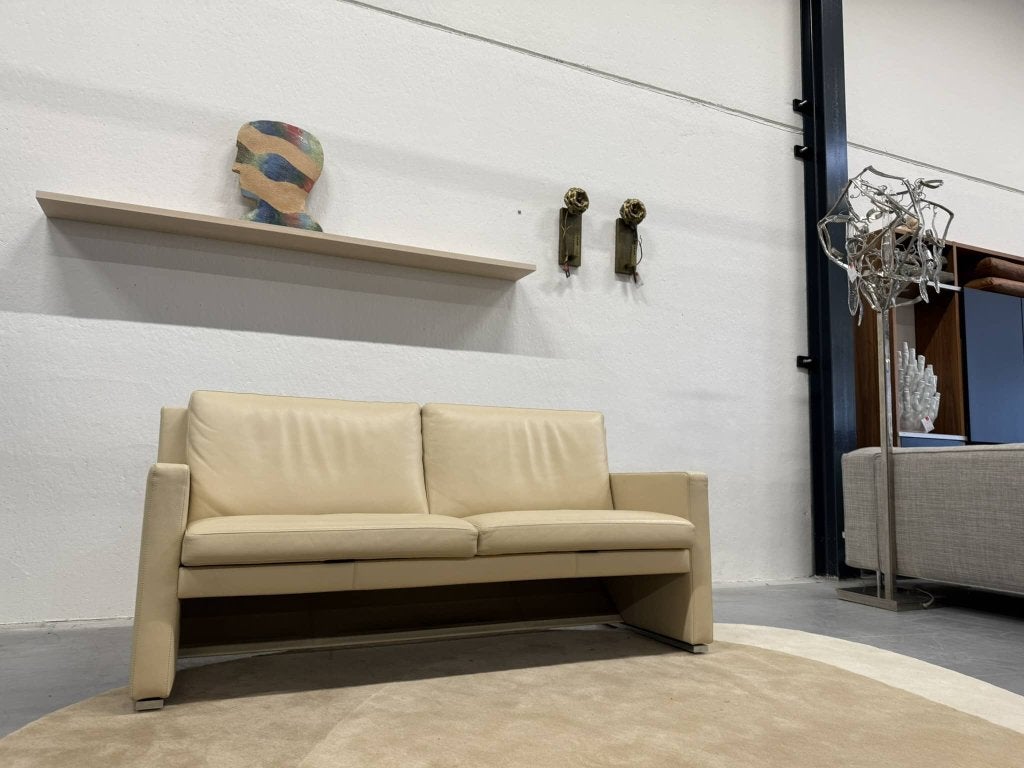 Leolux Timandra 2,5 Zits bank creme leer design 173, Huis en Inrichting, Info@leolux.nl, 150 tot 200 cm, Tweepersoons, Ophalen of Verzenden