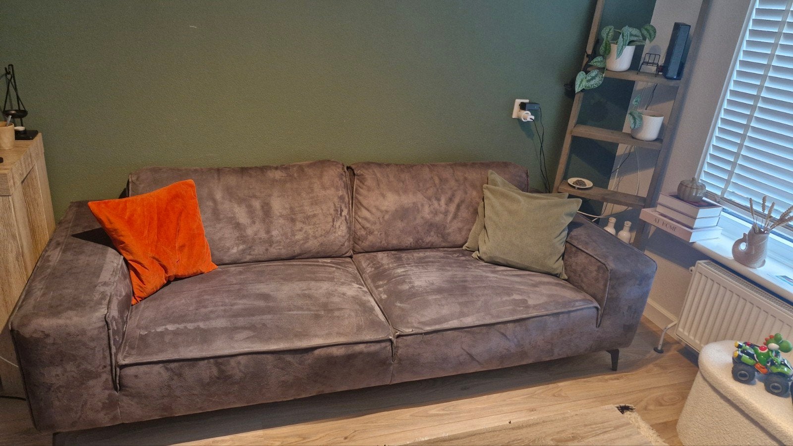 Comfortabele grijze tweezitsbank, Huis en Inrichting, Ophalen, Gebruikt, Tweepersoons, Rechte bank