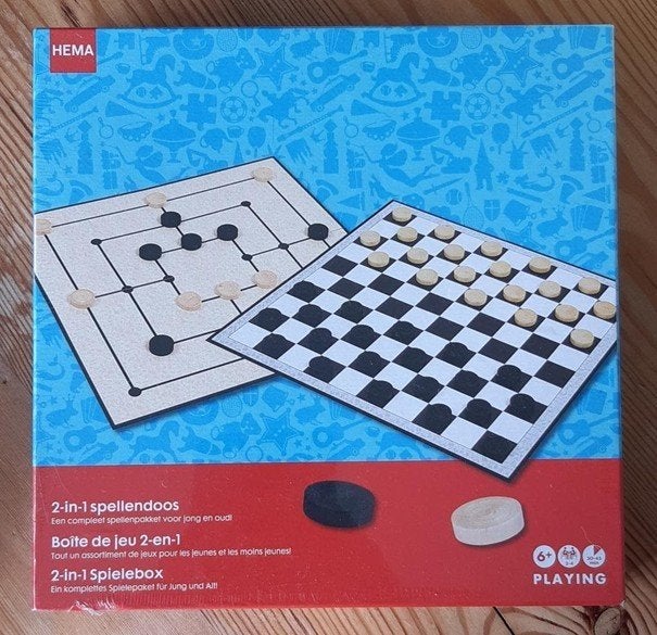 Damspel, molenspel, Hema 2-in-1 Spellendoos, NIEUW IN DOOS, Een of twee spelers, Ophalen of Verzenden, Nieuw, HEMA