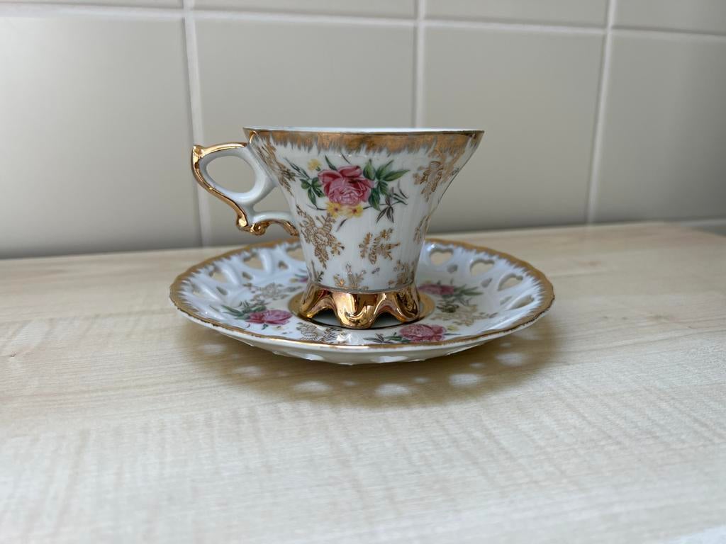 Vintage Versailles Theekop & Schotel Engels Porselein, Antiek en Kunst, Ophalen of Verzenden