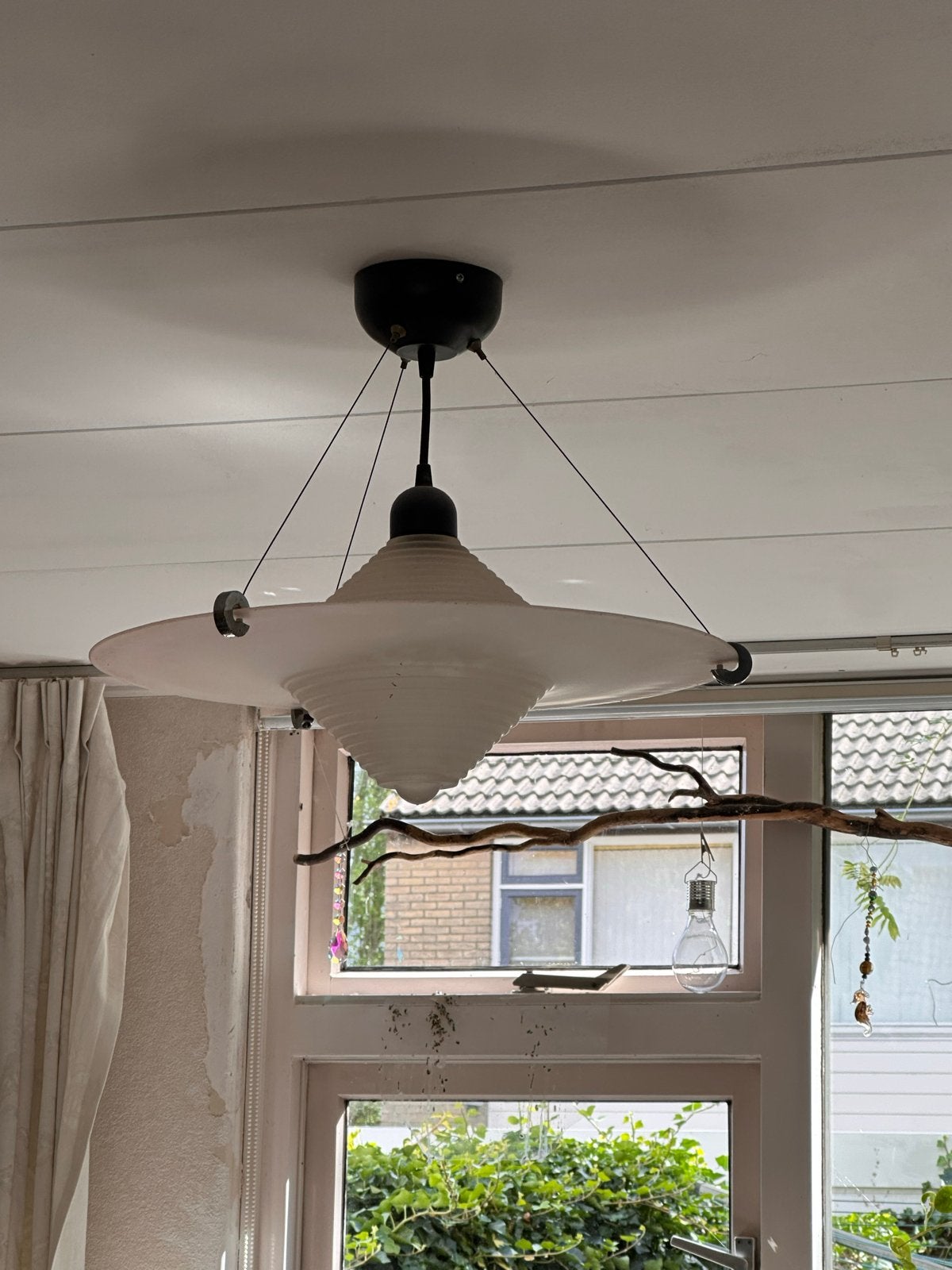Mooie vintage lamp Angio Mangiarotti, Ophalen, Gebruikt, Glas