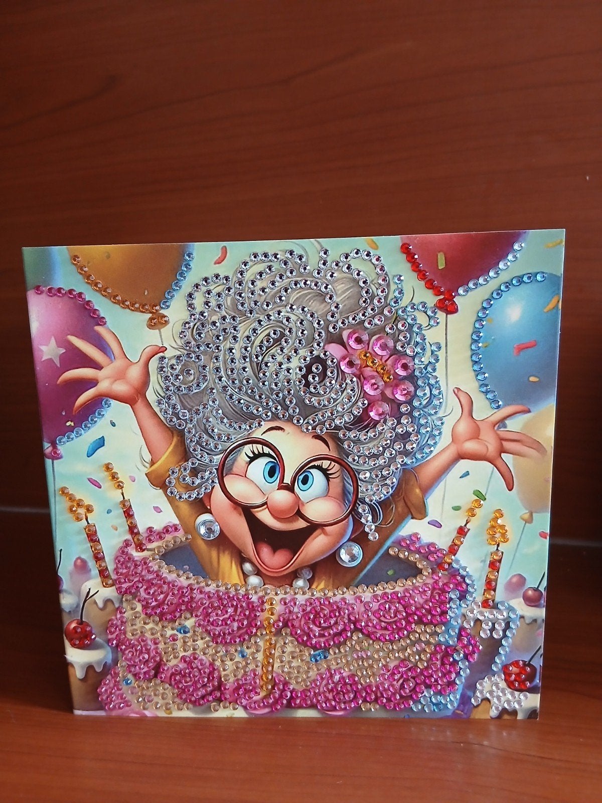Kaart verjaardag vrouw taart diamond painting 895 = 1,75, Hobby en Vrije tijd, Kaarten | Zelfgemaakt, Ophalen of Verzenden, Nieuw