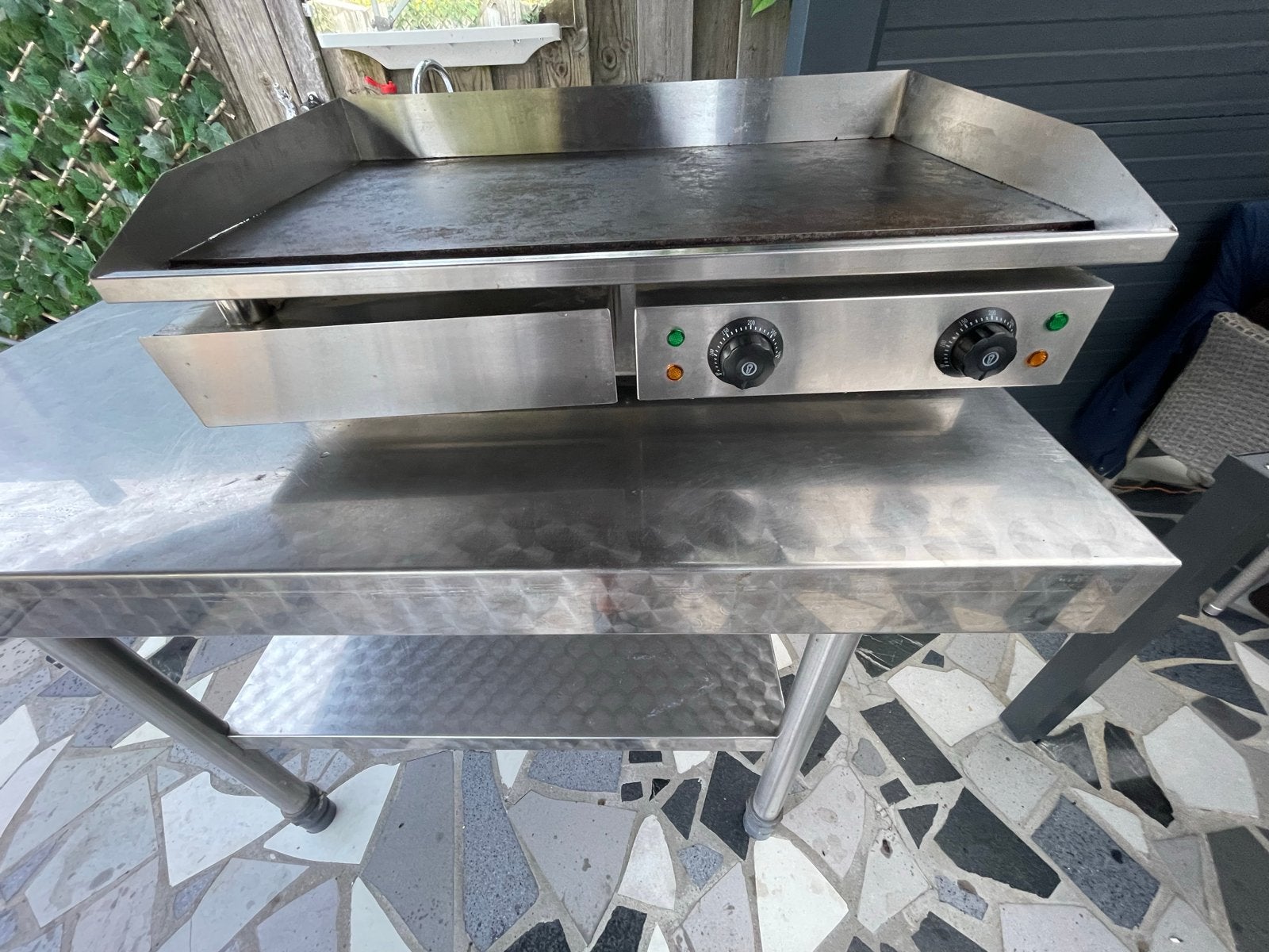Professionele RVS Bakplaat / Tafelgrill met RVS Tafel, Ophalen of Verzenden, Gebruikt, Tafelgrill