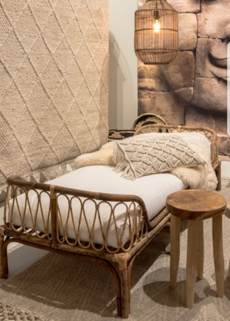 Rotan Daybed - Bohemian Stijl, Ophalen, Overige materialen, Gebruikt, 90 cm