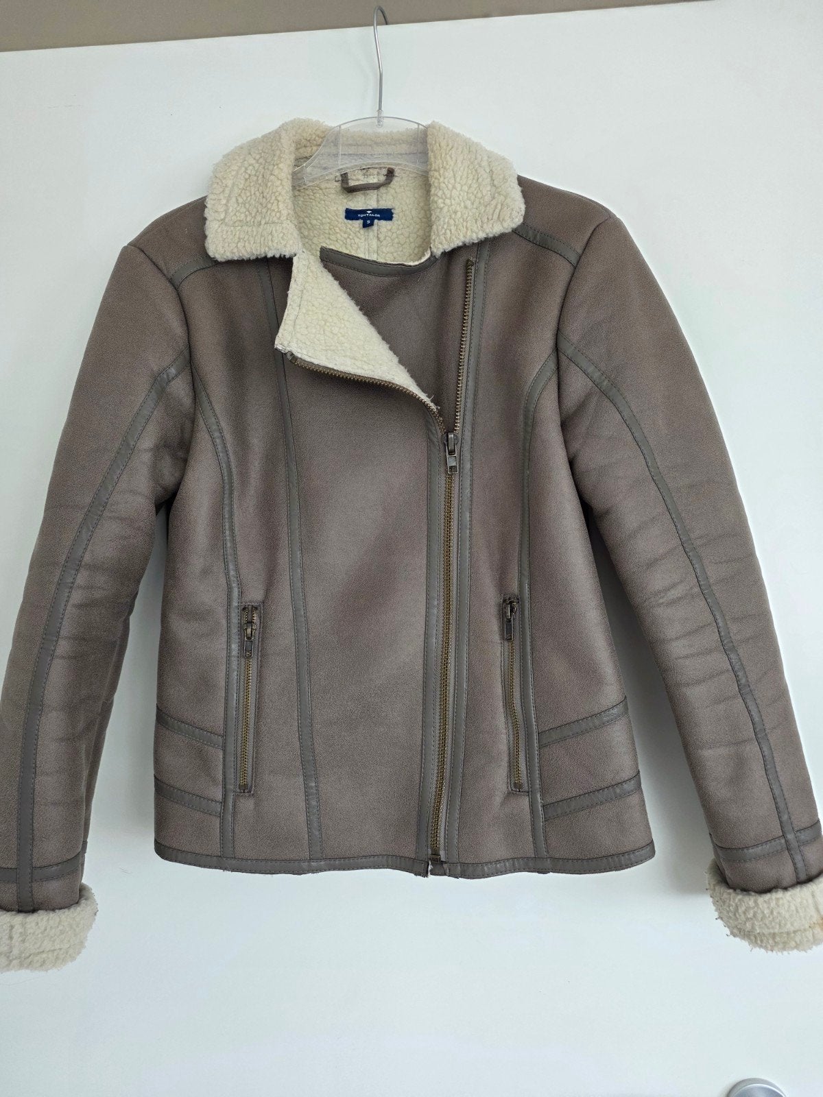 Tom Tailor Jas beige/bruin suède-achtig, maat S, Beige, Zo goed als nieuw, Maat 36 (S), Tom Tailor