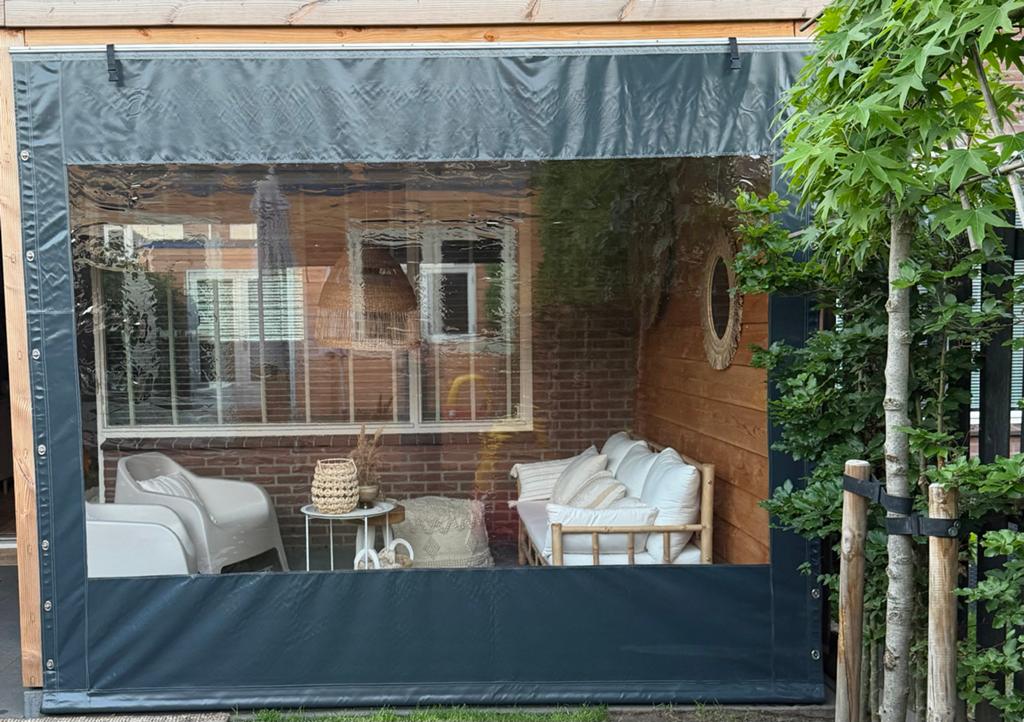 Antraciet overkapping zeil 288,5x237,5cm incl. bevestiging, Doe-het-zelf en Verbouw, Zeil en Folie, Ophalen, Zo goed als nieuw