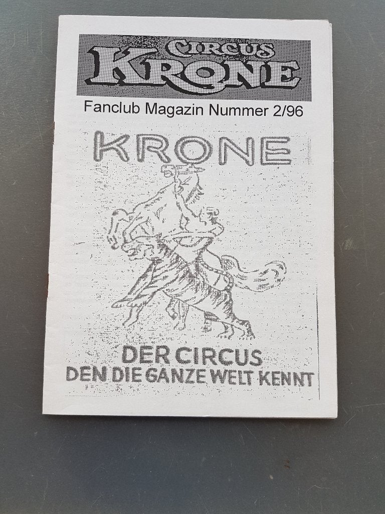 Circus Krone Fanclub Magazine Nummer 2/96, Verzamelen, Overige Verzamelen, Ophalen of Verzenden, Gebruikt