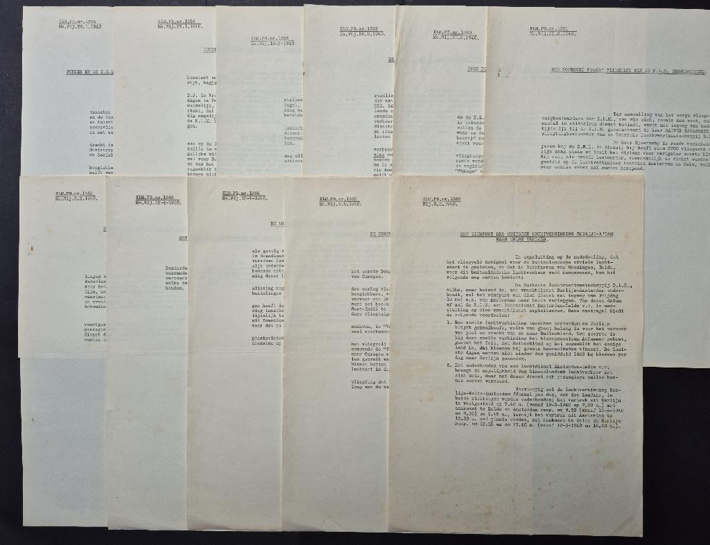 9 KLM persberichten uit 1940, nr. 1355 t/m 1366, Ophalen of Verzenden, Gebruikt, Boek of Tijdschrift