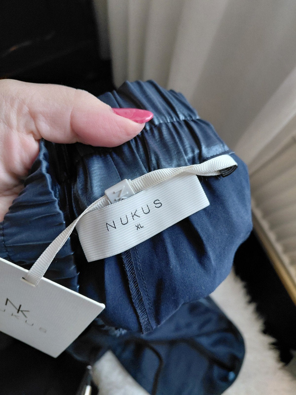 Te Koop: NIEUWE Broek van NUKUS,  mt XL.  Donkerblauw glans., Blauw, Maat 46/48 (XL) of groter, Nieuw, Ophalen of Verzenden