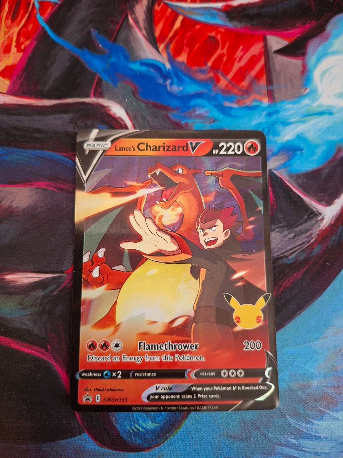 Pokemon Lance's V Charizard SWSH 133 Black Star Promo, Ophalen of Verzenden, Zo goed als nieuw, Losse kaart