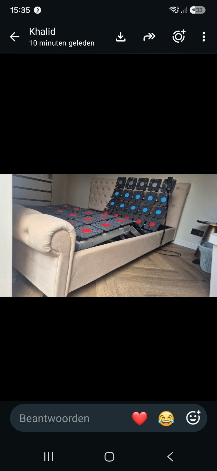Mooi fluwelen tweepersoonsbed 180x200 met topper, Verstelbaar, Tweepersoons, Ophalen of Verzenden, Zo goed als nieuw