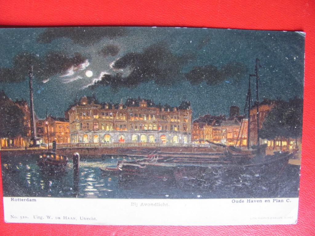 Rotterdam bij avondlicht, Verzamelen, Ophalen of Verzenden, Voor 1920, Zuid-Holland