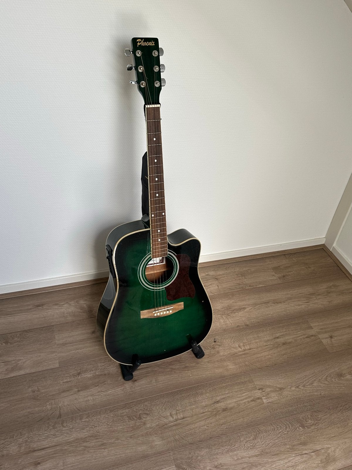 Phoenix gitaar - Groen - mist een snaar, Ophalen, Gebruikt, Western- of Steelstringgitaar