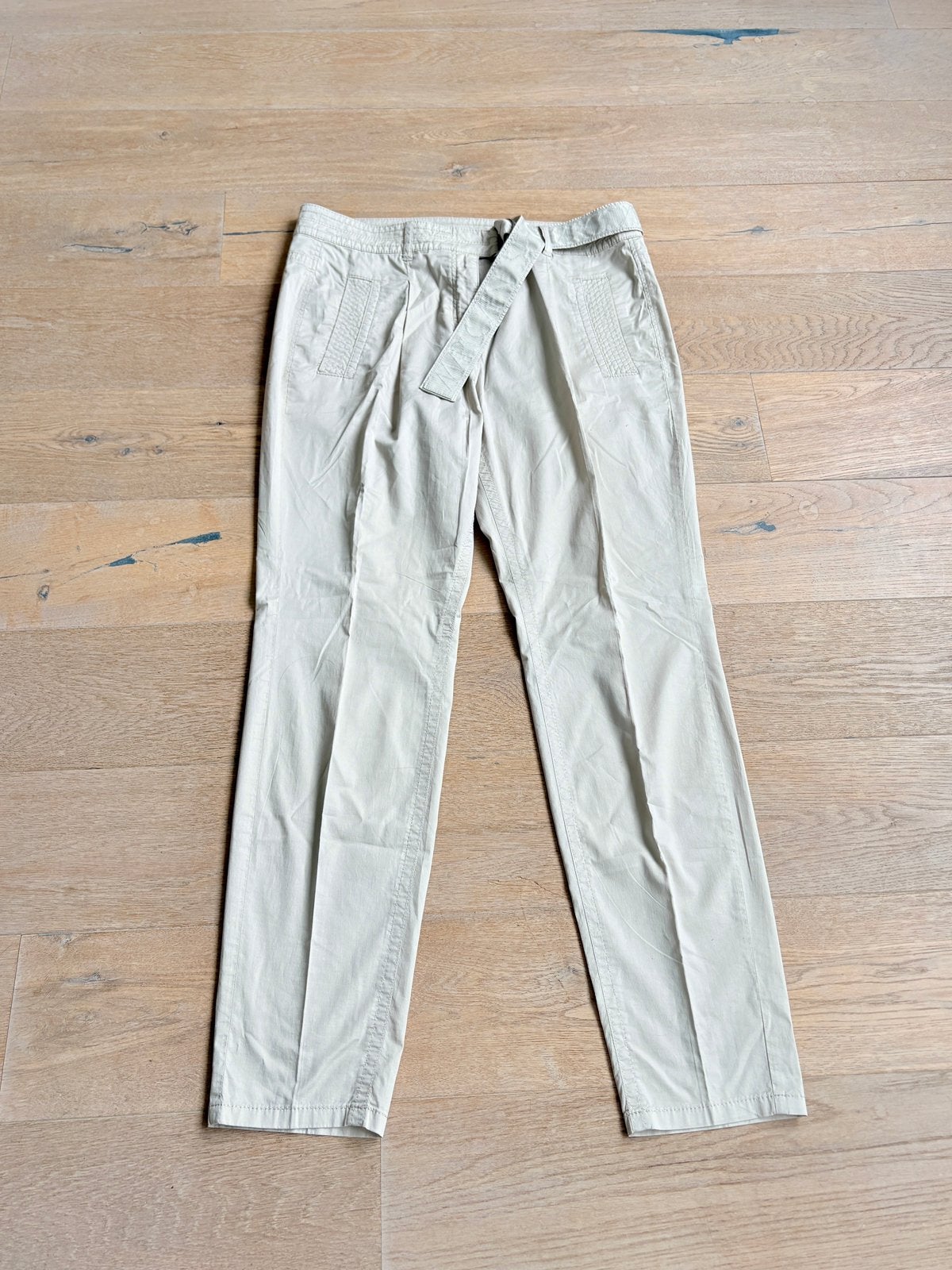 Marccain Sports beige zomerbroek met ceintuur N4/mt 40, Maat 38/40 (M), Beige, Ophalen of Verzenden, Zo goed als nieuw