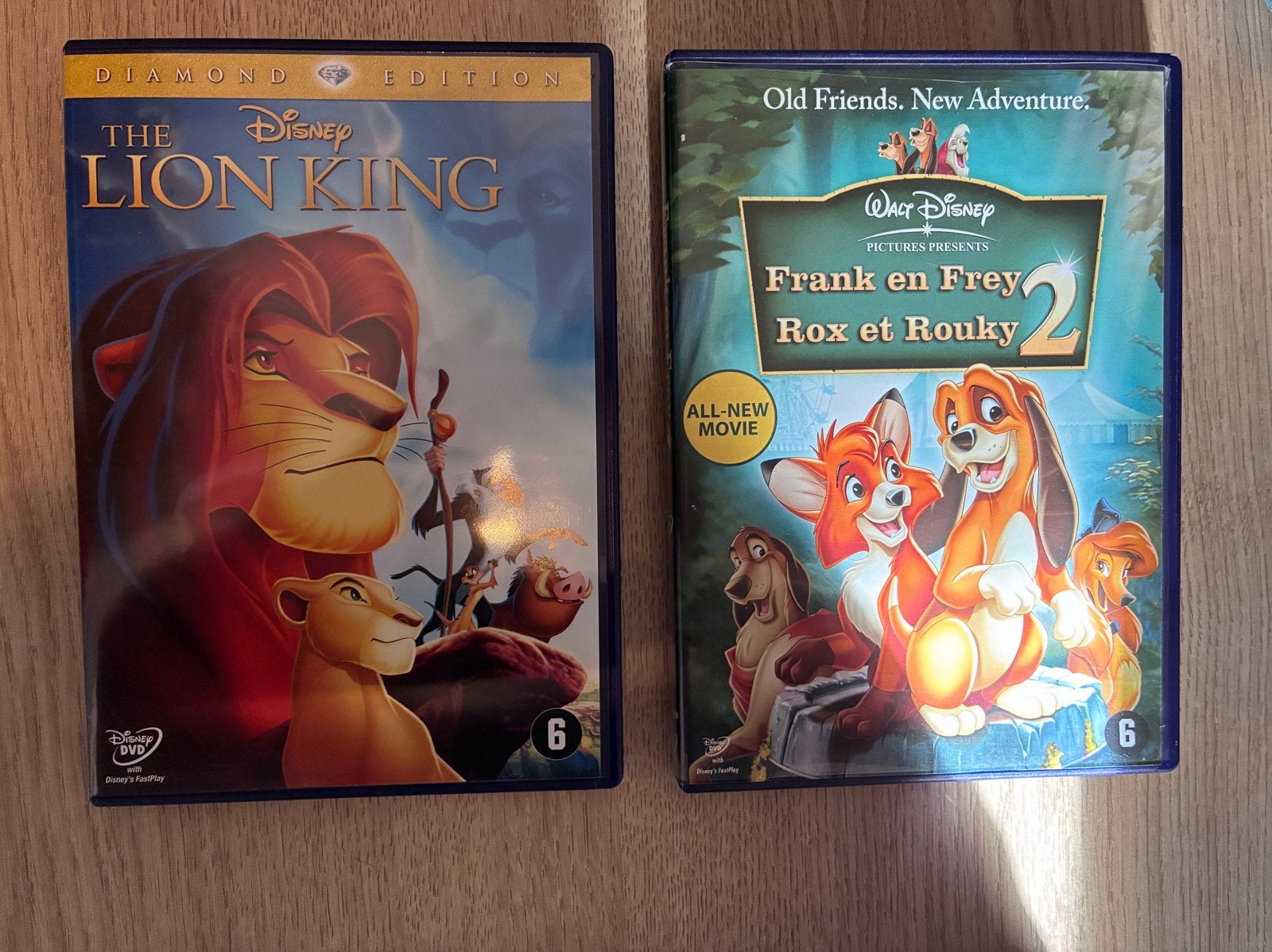 Disney DVD's: De Leeuwenkoning & Frank en Frey 2, Animatie, Alle leeftijden, Nederlands, Zo goed als nieuw