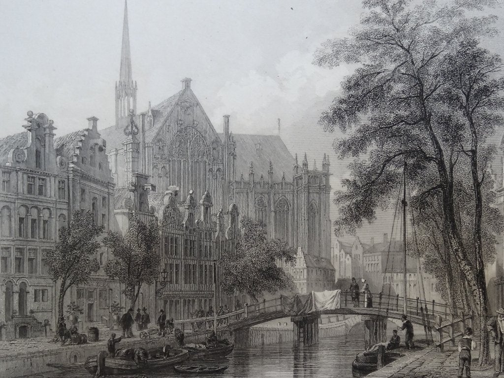 staalgravure Nieuwekerk Amsterdam, F. Chardan, 1857, Ophalen of Verzenden, Origineel