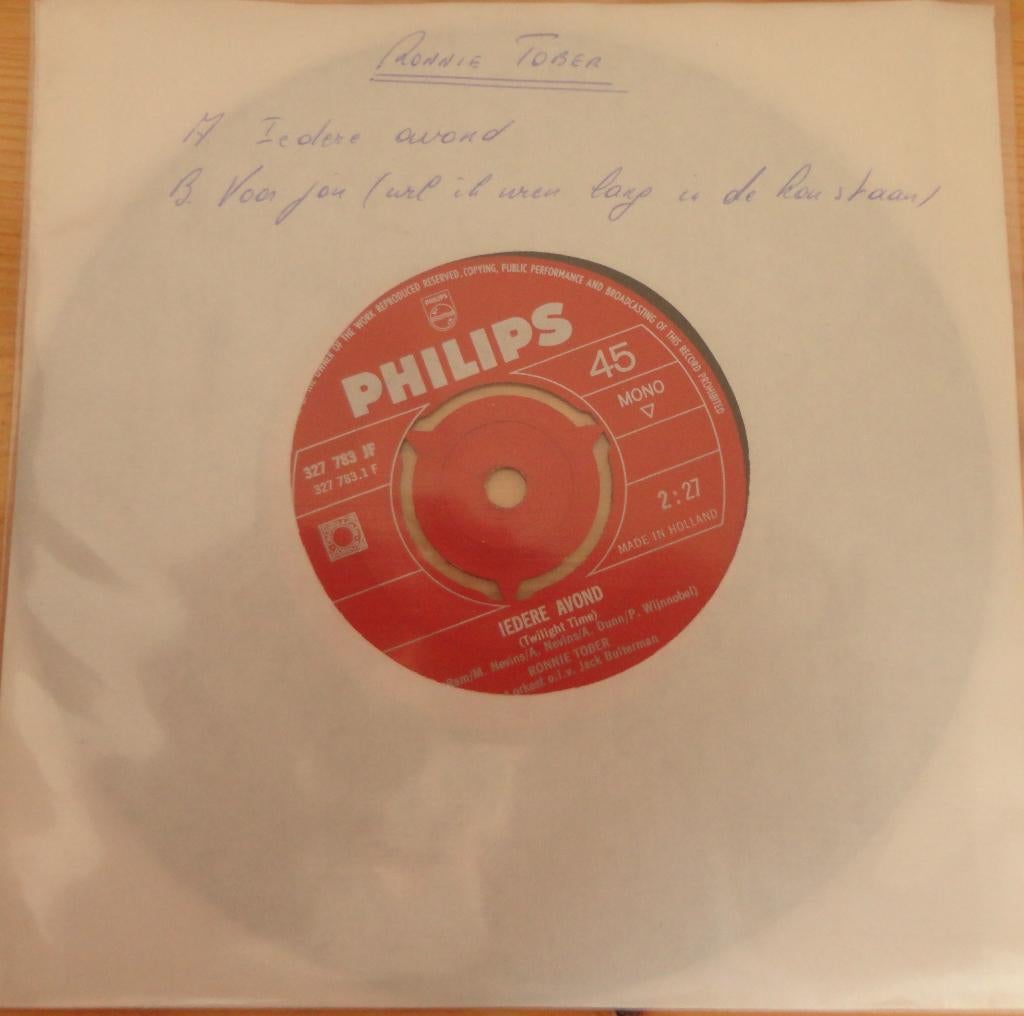Ronnie Tober > Iedere avond, Cd's en Dvd's, Vinyl Singles, Gebruikt, 7 inch, Single, Ophalen of Verzenden