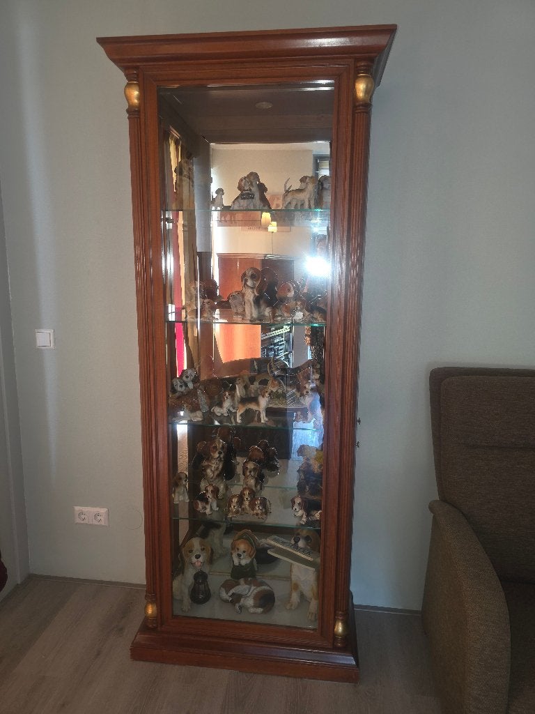 Klassieke houten vitrinekast met verlichting, Huis en Inrichting, Ophalen, Met deur(en), KLassiek, 50 tot 100 cm