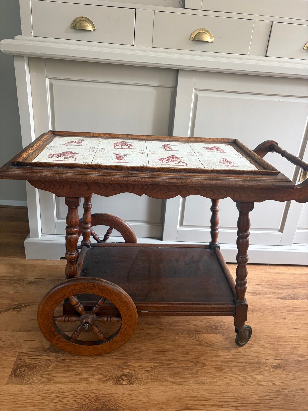 Vintage serveerwagen met tegels, mogelijk Johan Wulfers, Ophalen of Verzenden