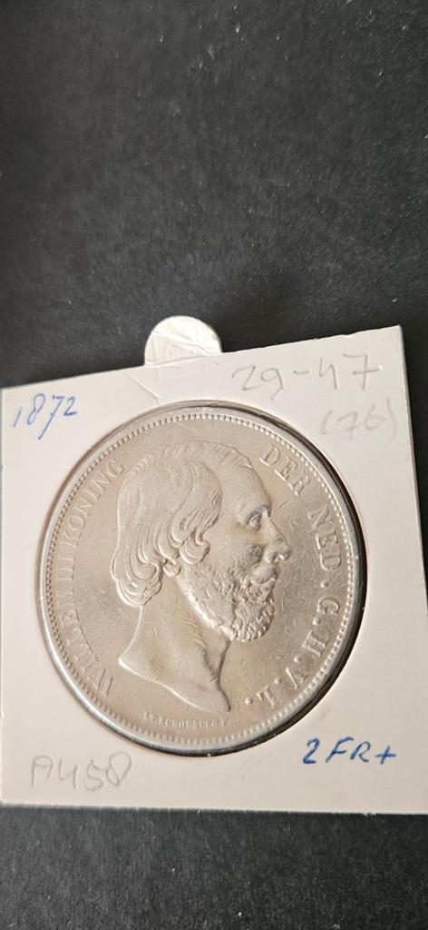 , zilveren rijksdaalder 1872 Willem lll mooie patiën, Koning Willem III, Zilver, Ophalen of Verzenden, Losse munt