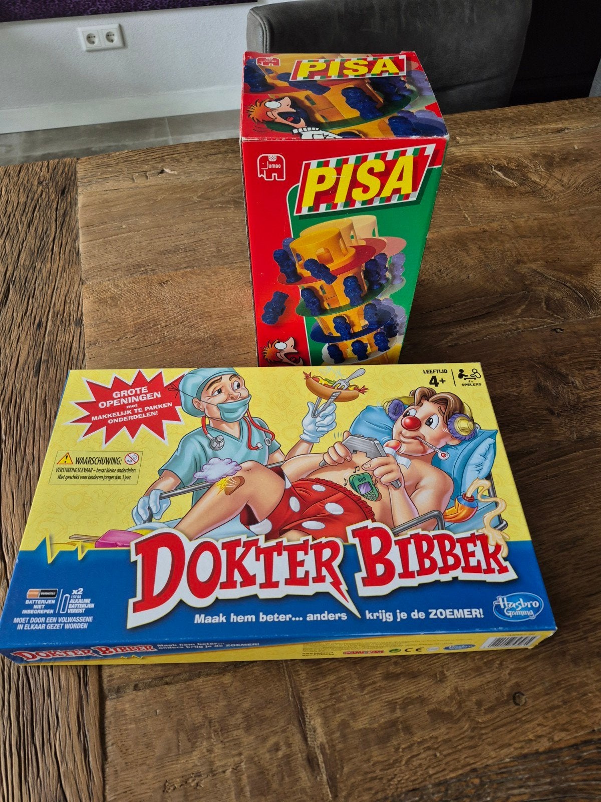 Kinderspelletjes: Dokter Bibber & Toren van Pisa (4+ jaar), Ophalen of Verzenden, Zo goed als nieuw