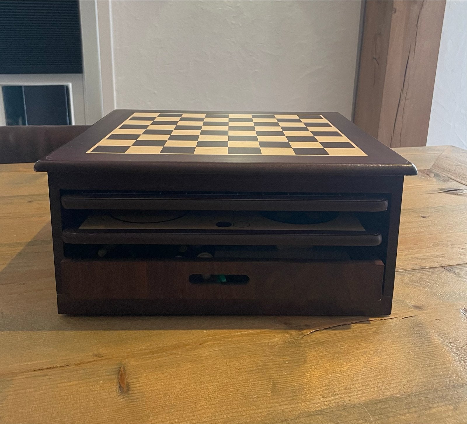 10-in-1 Houten Spellenverzameling: Schaak, Backgammon, Mens, Een of twee spelers, Ophalen, Gebruikt