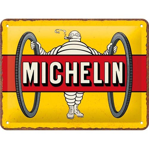 Michelin Bibendum geel relief reclamebord van metaal deco