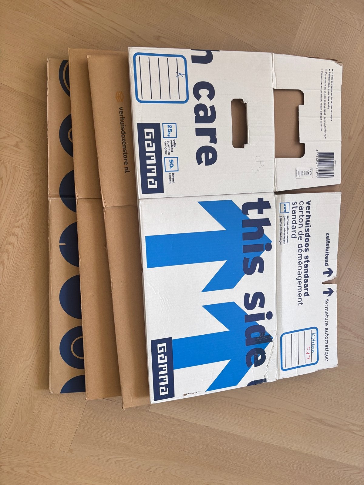 4 Verhuisdozen (ca. 50L) Moving boxes, Ophalen, 40 tot 60 cm, 50 tot 75 cm, 35 tot 50 cm