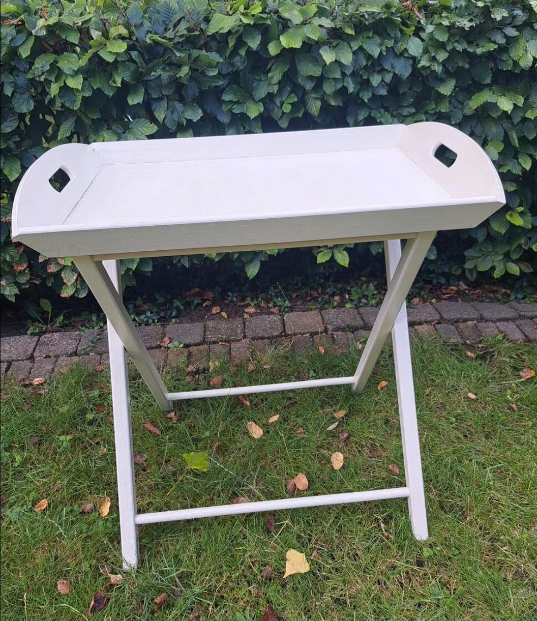 Dienbladtafel met Afneembaar Dienblad - Wit, Ophalen, Gebruikt, 55 tot 75 cm, 60 cm of meer