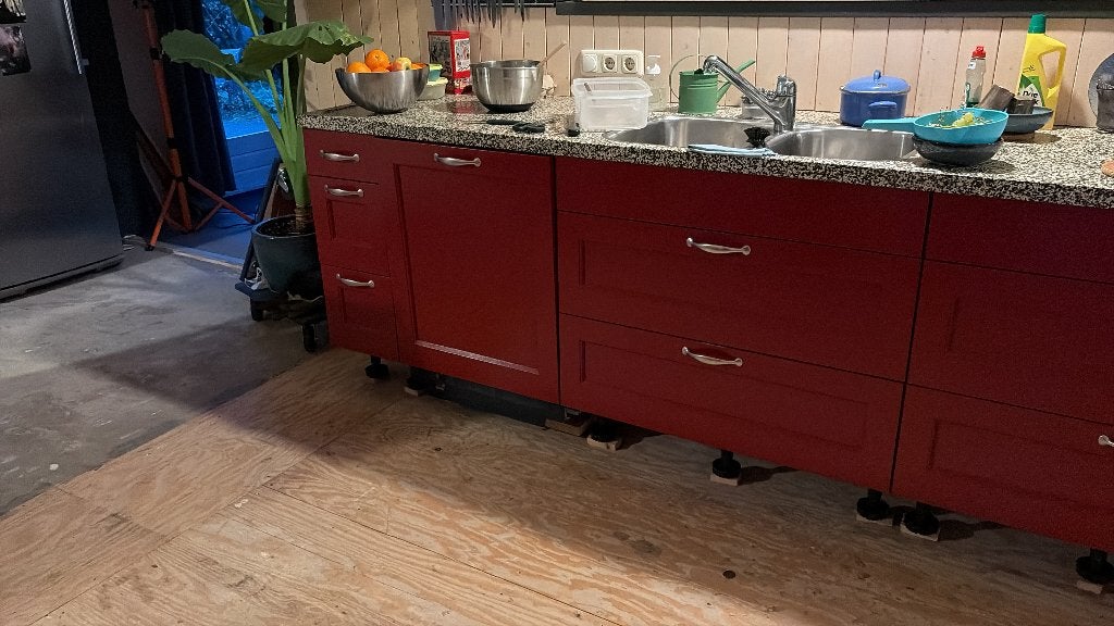Keuken met terrazzo werkblad deel 1, Ophalen, Gebruikt, Graniet of Steen, Enkelwandige keuken