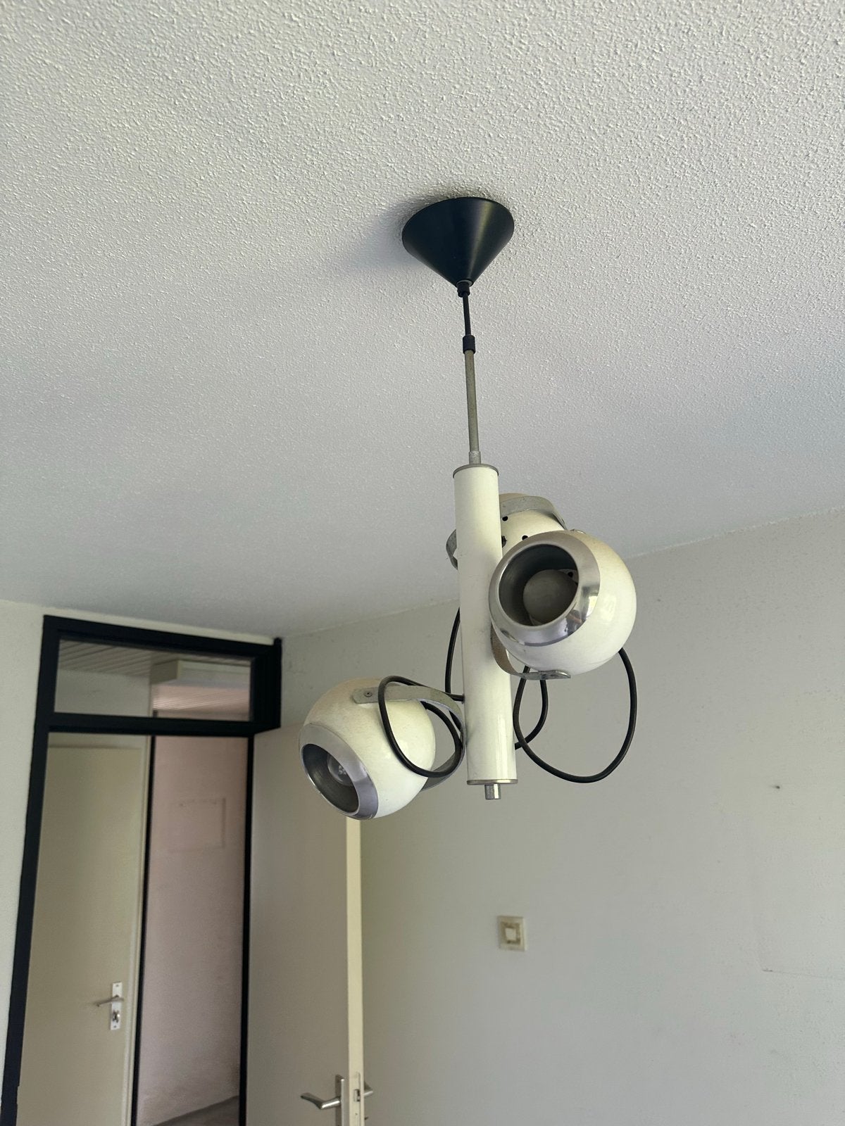 Vintage hanglampen set (2 stuks) - Jaren '70 Space Age, Huis en Inrichting, Ophalen, Gebruikt, Metaal, E27 (groot)
